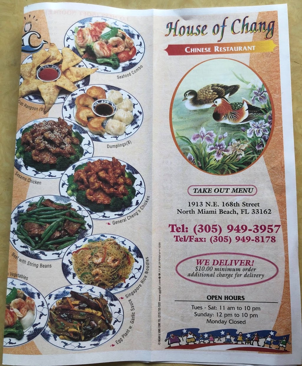 House Of Chang Take Out | 1913 NE 168th St, North Miami Beach, FL 33162, USA | Phone: (305) 949-3957