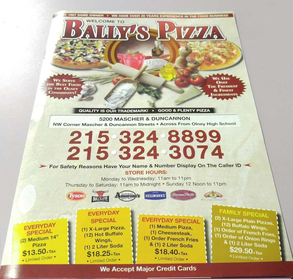 Bally Pizza | 5200 N Mascher St, Philadelphia, PA 19120, USA | Phone: (215) 324-8899