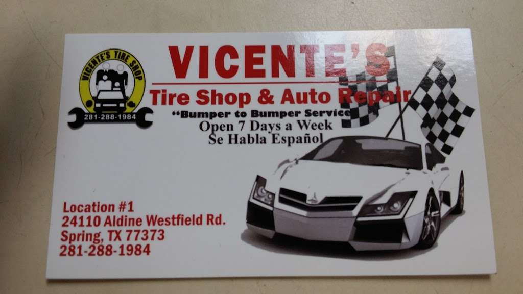 Vicentes Tire Shop | 24110 Aldine Westfield Rd, Spring, TX 77373 | Phone: (281) 288-1984