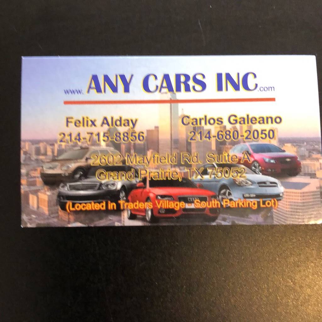 Any Cars Inc. | 2602 Mayfield Rd A, Grand Prairie, TX 75052, USA | Phone: (214) 715-8856