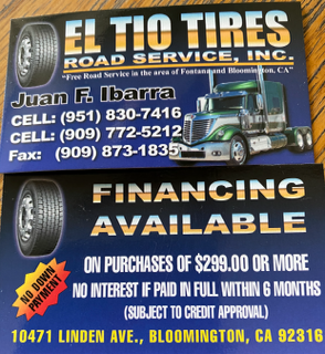 El Tio Tires Road Service INC | 10471 Linden Ave, Bloomington, CA 92316, USA | Phone: (951) 830-7416