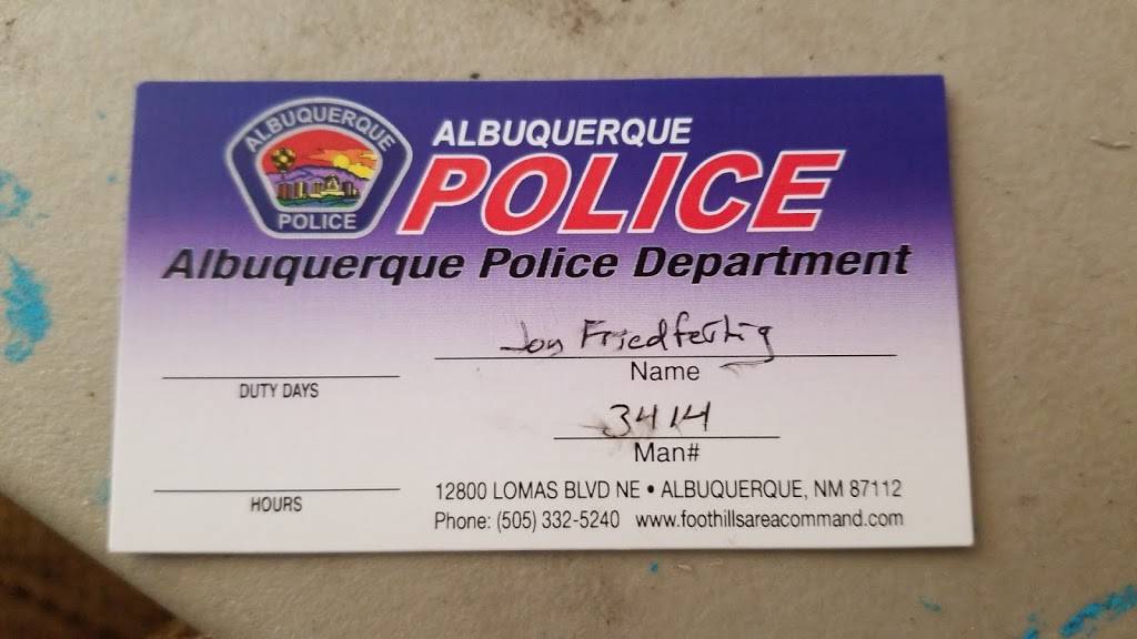 Albuquerque Police Dept - Foothills Substation | 12800 Lomas Blvd NE, Albuquerque, NM 87112, USA | Phone: (505) 332-5240