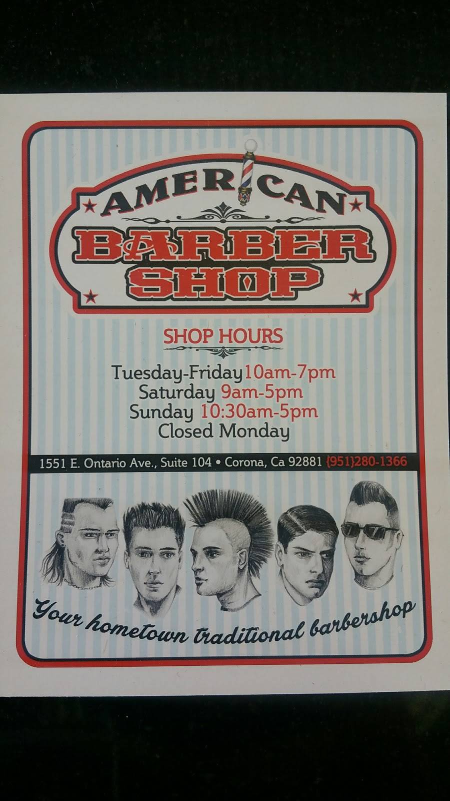 American Barber Shop | 1551 E Ontario Ave #104, Corona, CA 92881, USA | Phone: (951) 280-1366