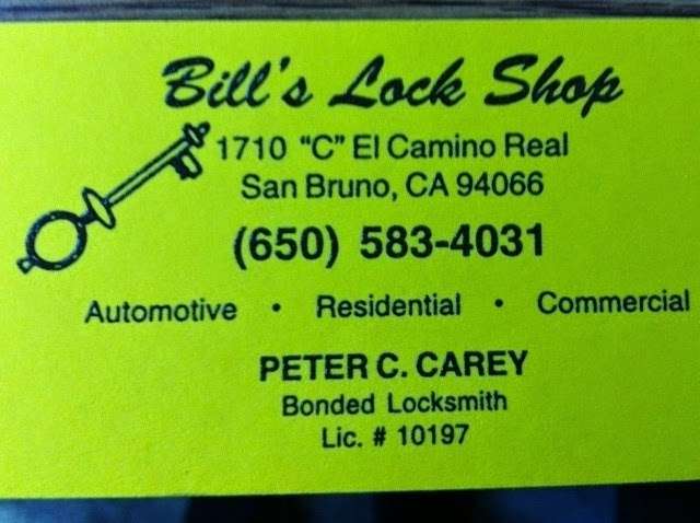 Bills Lock Shop | 1710 #C, El Camino Real, San Bruno, CA 94066, USA | Phone: (650) 583-4031