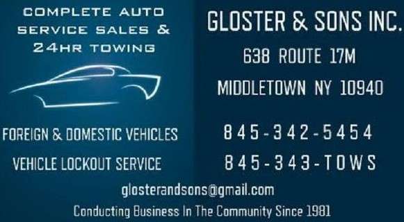 Gloster & Sons Auto Service, Sales & 24 HR. Towing | 638 NY-17M, Middletown, NY 10940, USA | Phone: (845) 342-5454