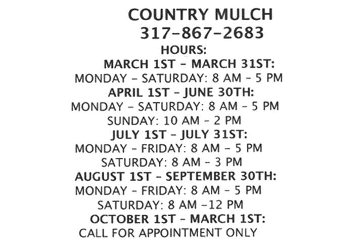 Country Mulch | 120 E Indiana 32, Westfield, IN 46074, USA | Phone: (317) 867-2683