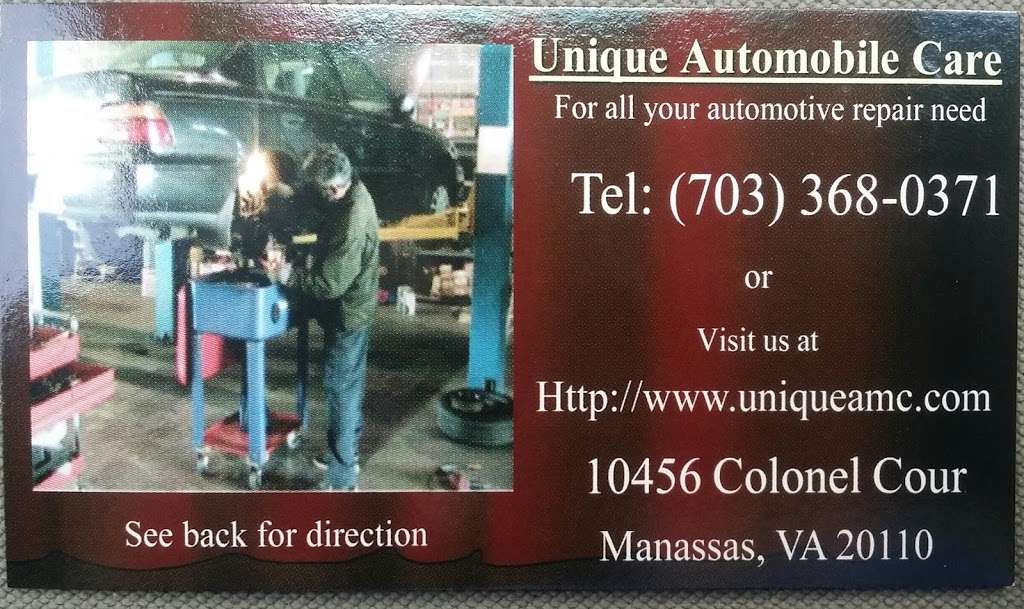 Unique Auto Repair | 10456 Colonel Court, Manassas, VA 20110 | Phone: (703) 368-0371