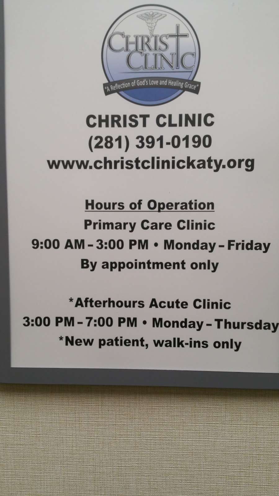 Christ Clinic - Katy | 25722 Kingsland Blvd #111, Katy, TX 77494, USA | Phone: (281) 391-0190