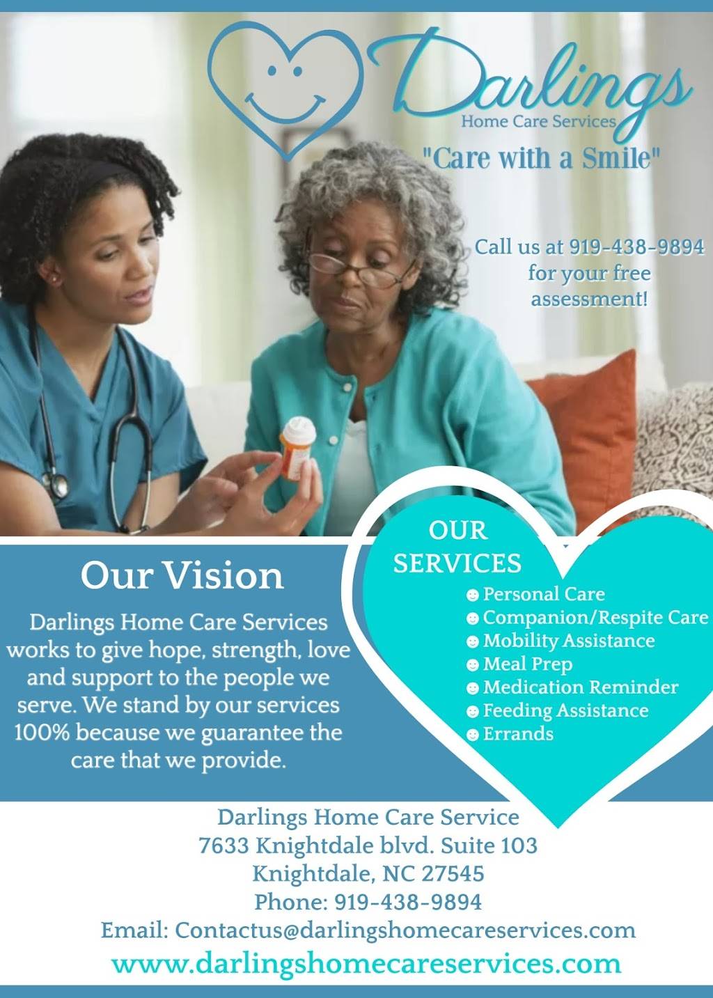 Darlings Home Care Services | 7633 Knightdale Blvd STE 103, Knightdale, NC 27545, USA | Phone: (800) 739-2595
