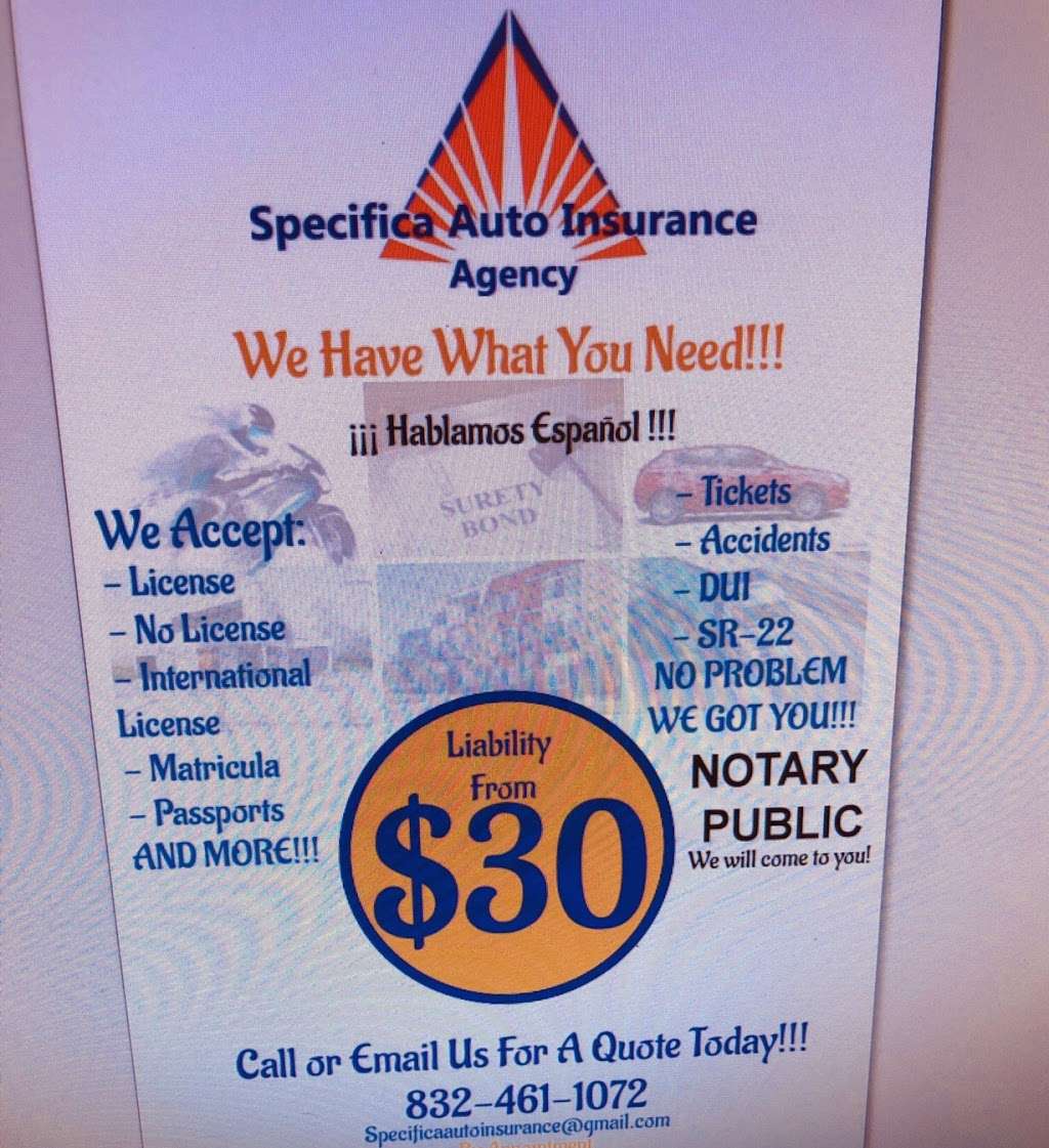 Specifica Auto Insurance | 14531 Ella Blvd #2616, Houston, TX 77014 | Phone: (832) 461-1072