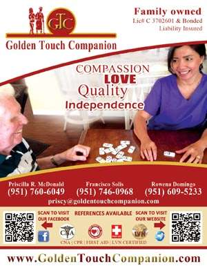 Golden Touch Companion - Senior Caregiver Temecula Caregivers Ri | 28997 Thornhill Dr, Sun City, CA 92586, USA | Phone: (951) 760-6049