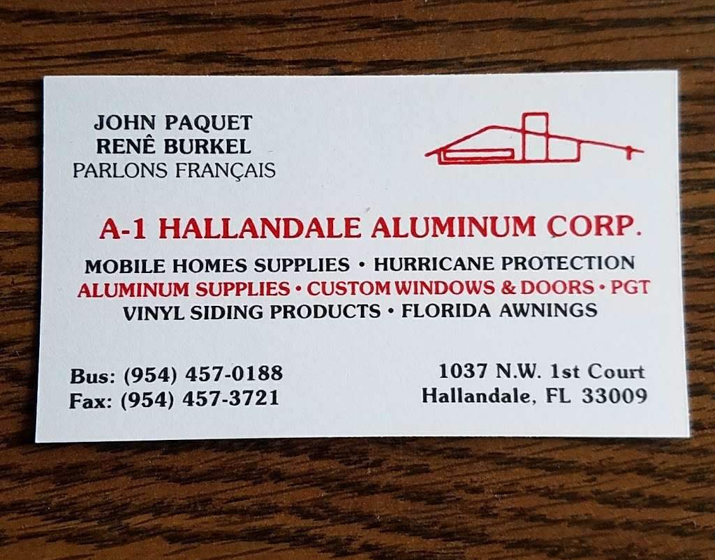 A-1 Hallandale Aluminum Corp | 1037 NW 1st Ct, Hallandale Beach, FL 33009, USA | Phone: (954) 457-0188