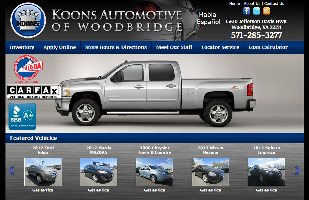 Koons Automotive of Woodbridge | 15610 Jefferson Davis Hwy, Woodbridge, VA 22191 | Phone: (571) 285-3277