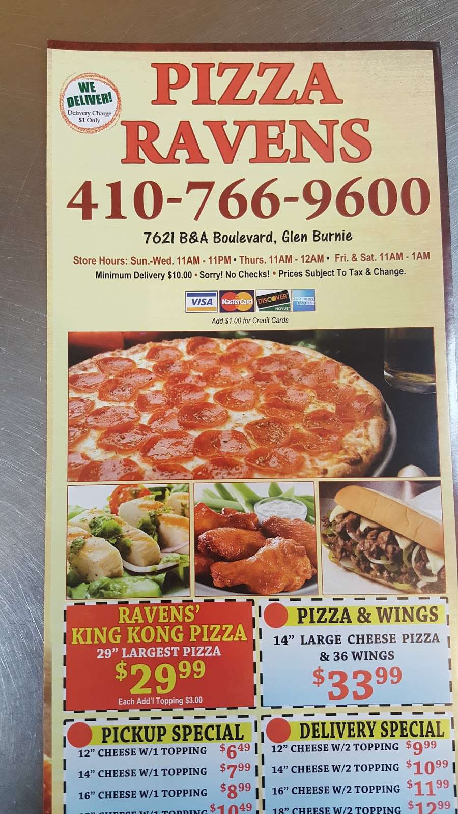 Pizza Ravens | 7621 Baltimore Annapolis Blvd #2, Glen Burnie, MD 21060, USA | Phone: (410) 766-9600