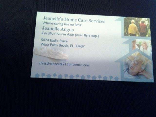 Jeanelles Home Care Services | 5074 Eadie Pl, West Palm Beach, FL 33407, USA | Phone: (954) 554-8478