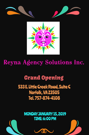 Reyna Agency Solutions Inc | 533 E Little Creek Rd suite c, Norfolk, VA 23505, USA | Phone: (757) 874-4108