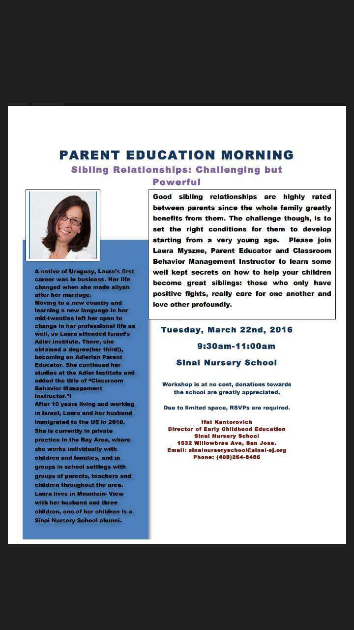 Laura Myszne, Parenting Educator & Classroom Management Mentor | 1365 Marilyn Dr, Mountain View, CA 94040 | Phone: (650) 787-1287