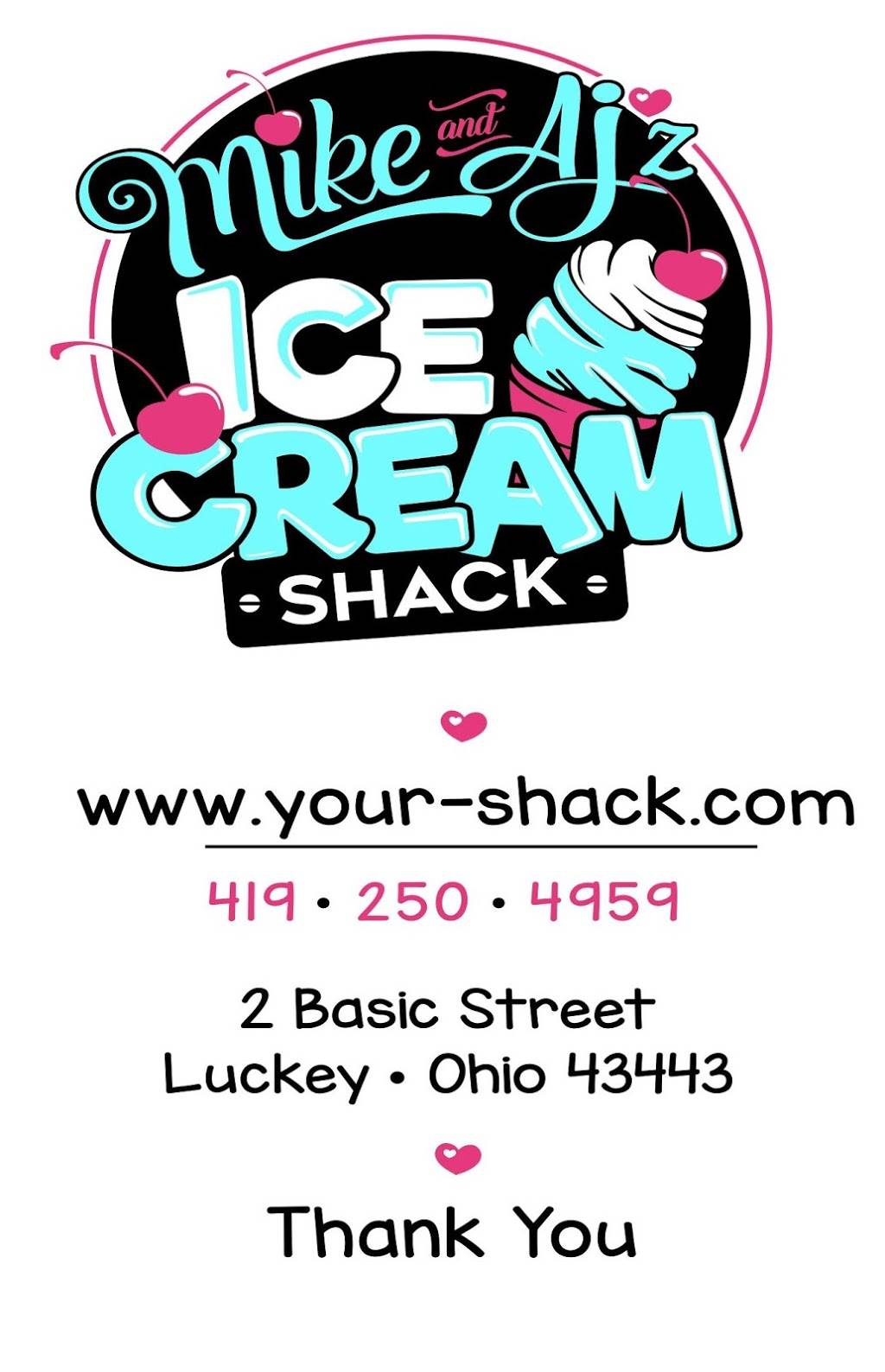 Mike & Ajz Ice Cream Shack | 2 Basic St, Luckey, OH 43443, USA | Phone: (419) 250-4959