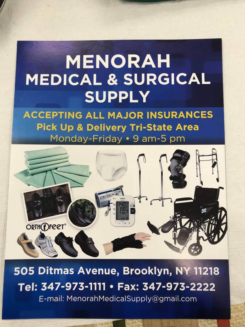 Menorah Medical Supply | 505 Ditmas Ave, Brooklyn, NY 11218, USA | Phone: (347) 973-1111