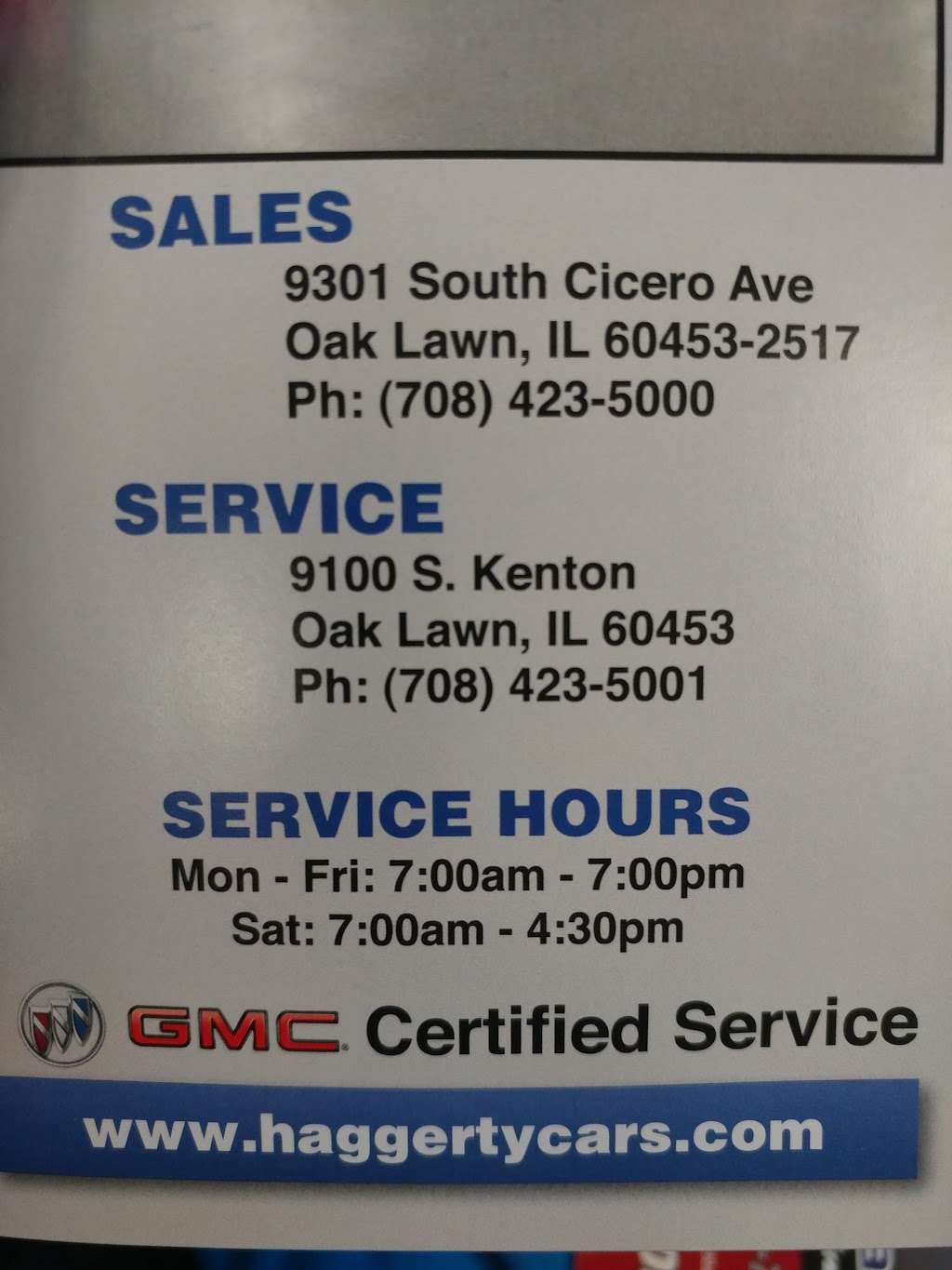 Mike Haggerty Buick GMC Parts & Service | 9100 S Kenton Ave, Oak Lawn, IL 60453, USA | Phone: (877) 209-6016