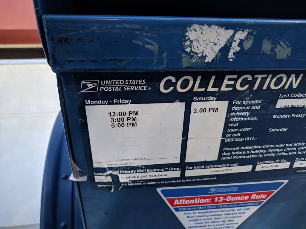 United States Postal Service | 16731 Santa Ana Ave, Fontana, CA 92337, USA | Phone: (800) 275-8777