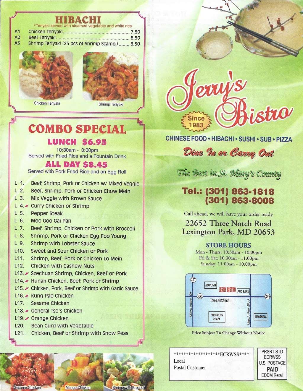 Jerrys Bistro | 22652 Three Notch Rd, Lexington Park, MD 20653, USA | Phone: (301) 863-1818