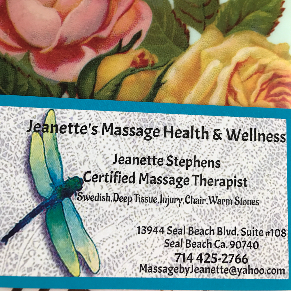 Jeanettes Massage Health and Wellness | s, 13944 Seal Beach Blvd suite #108, Seal Beach, CA 90740, USA | Phone: (714) 425-2766