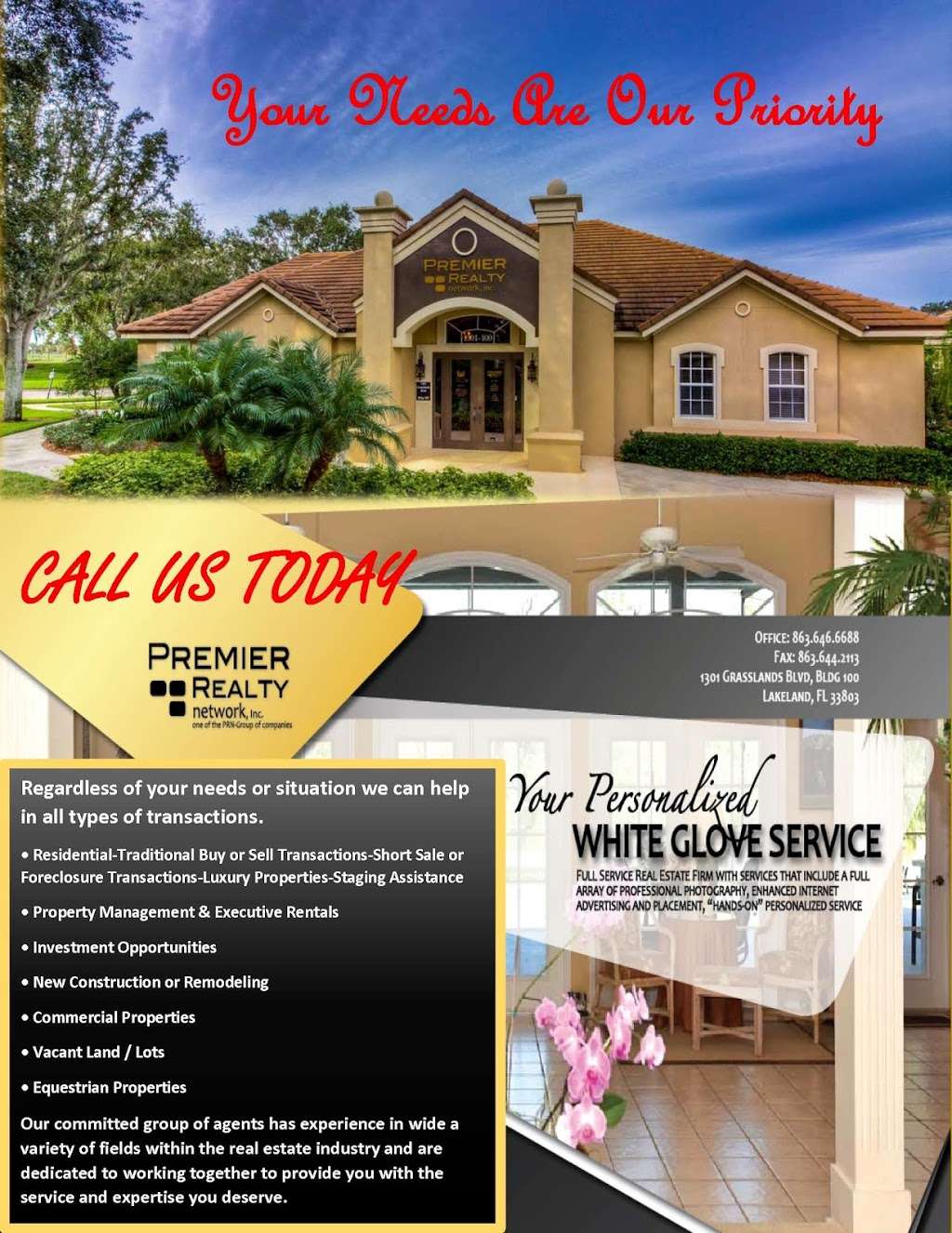 Premier Realty Network, Inc. | 1301 Grasslands Blvd building 100, Lakeland, FL 33803, USA | Phone: (863) 646-6688