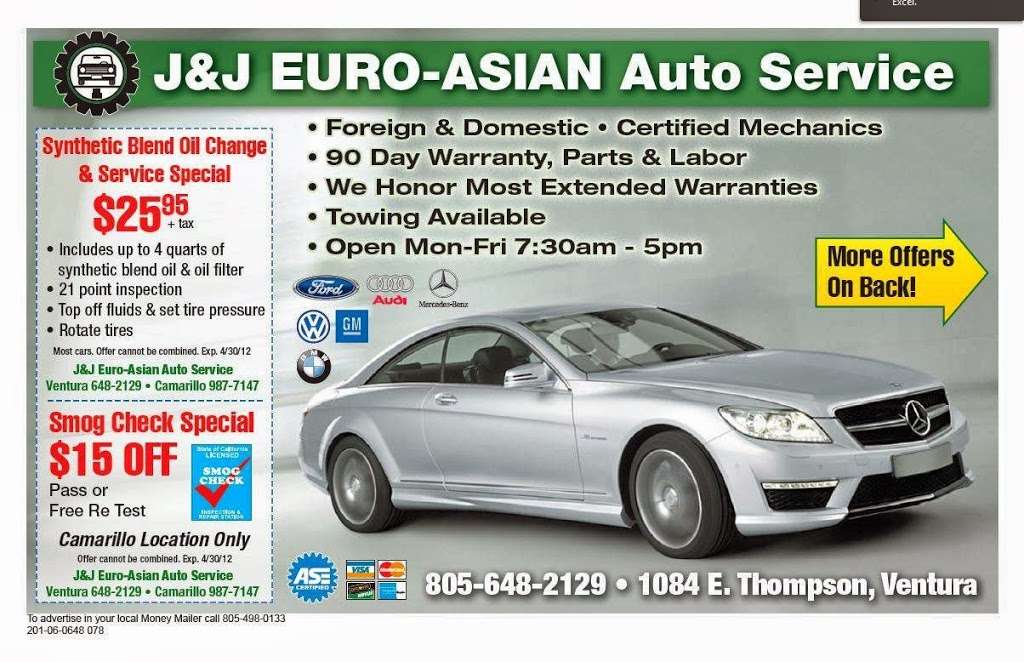 J&J European Asian Auto Repair | 1084 E Thompson Blvd, Ventura, CA 93001, USA | Phone: (805) 648-2129