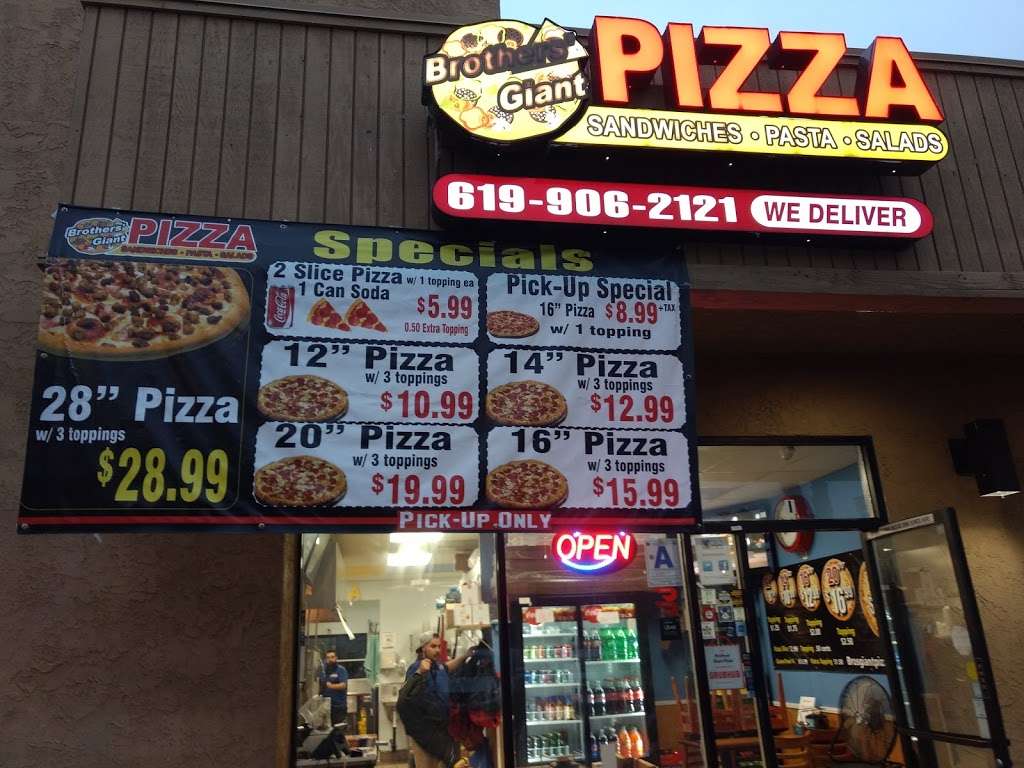 Brothers Giant Pizza | 6690 Mission Gorge Rd I, San Diego, CA 92120, USA | Phone: (619) 906-2121