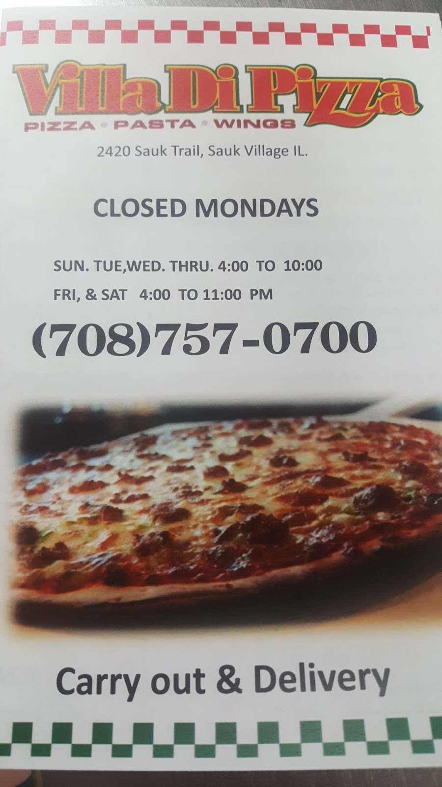 Zio Ds Pizza | 2420 E Sauk Trail, Sauk Village, IL 60411, USA | Phone: (708) 757-0700