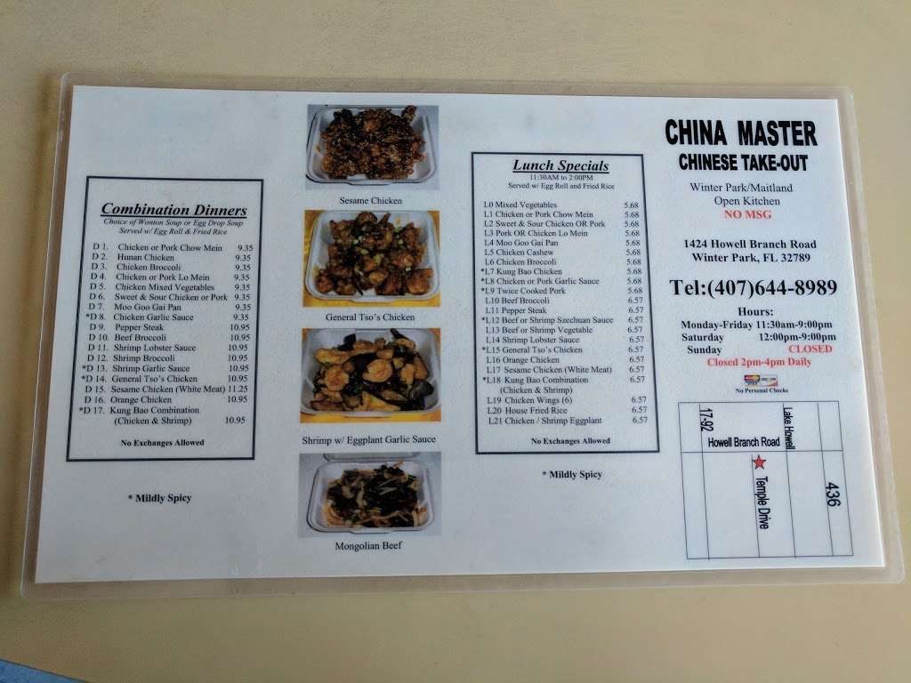 China Master | 1424 Howell Branch Rd, Winter Park, FL 32789, USA | Phone: (407) 644-8989