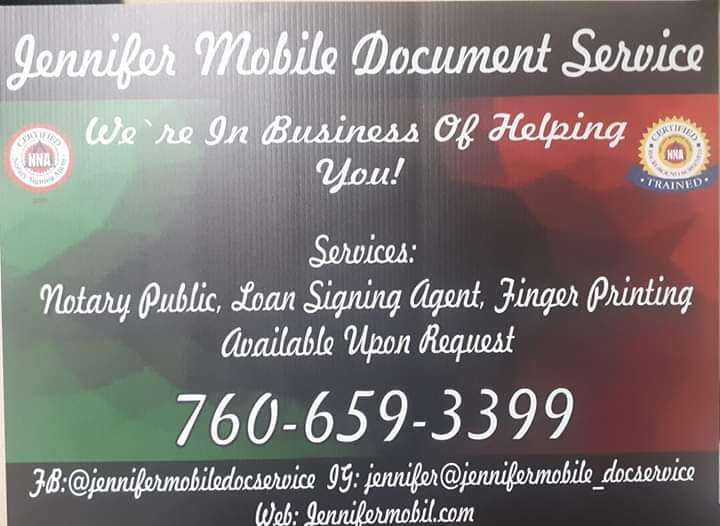 Jennifer mobile document service Llc | Victorville, CA 92395, USA | Phone: (760) 659-3399