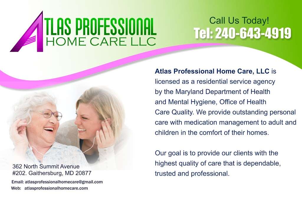 Atlas professional home care LLC | 16 Linda Ct A, Gaithersburg, MD 20877 | Phone: (240) 643-4919