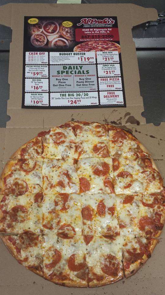 Alfredos Pizza & Pasta | 4560 Algonquin Rd, Lake in the Hills, IL 60156, USA | Phone: (847) 515-2300