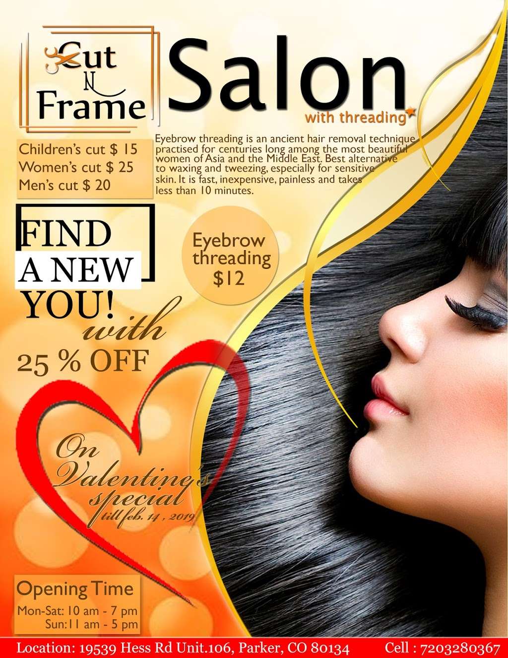 cutnframe salon | 19539 Hess Rd Unit. 106, Parker, CO 80134, USA | Phone: (720) 328-0367