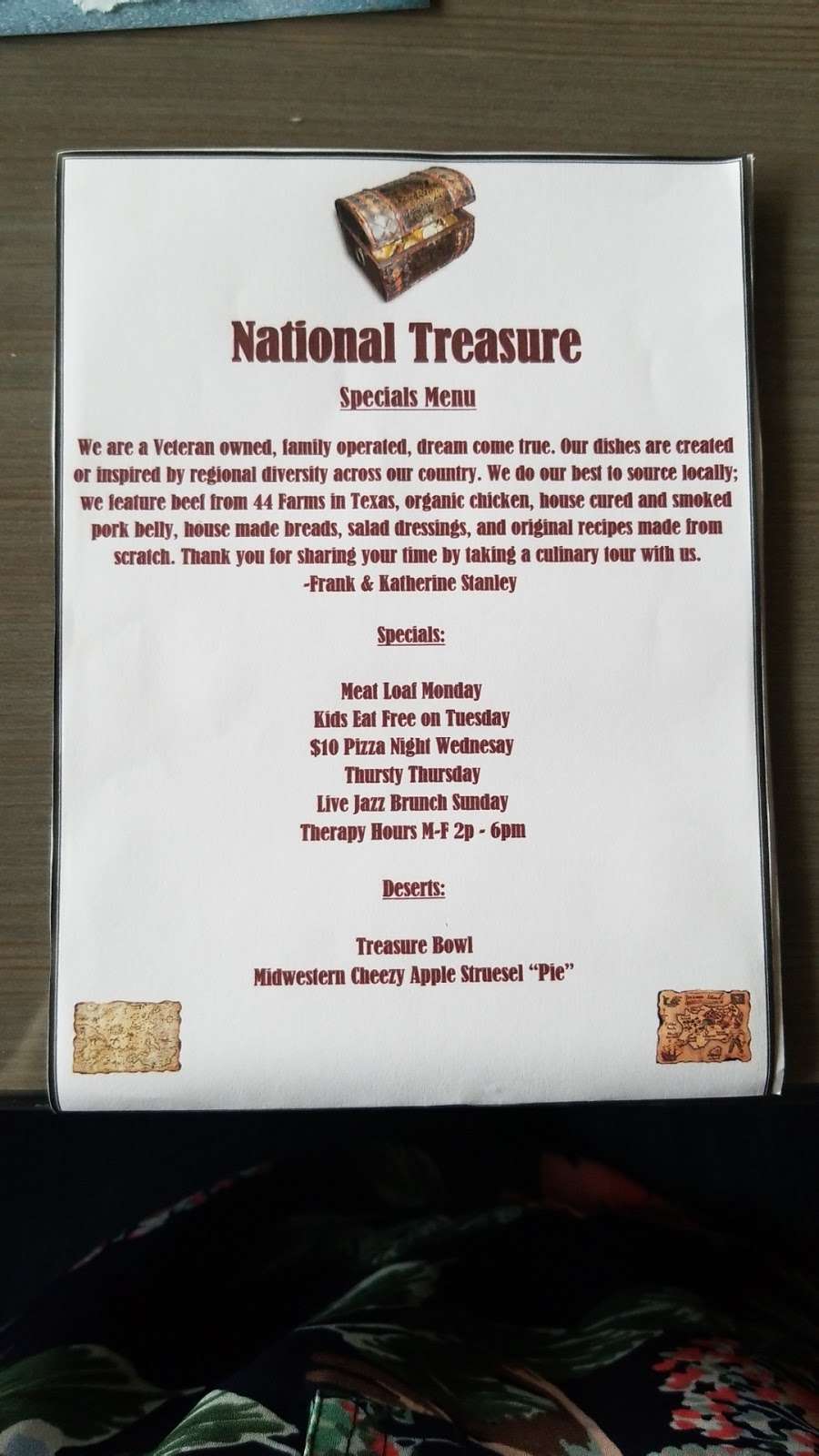 National Treasure Restaurant & Bar | Cypress, TX 77429, USA | Phone: (832) 220-6990