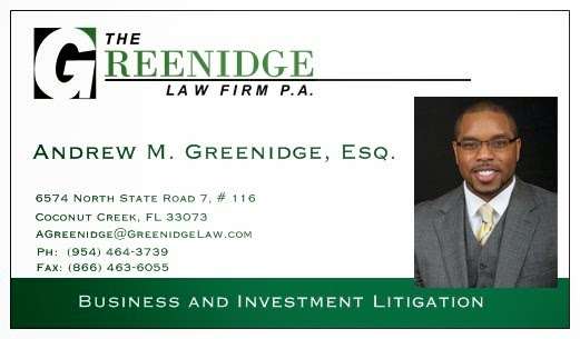 The Greenidge Law Firm, P.A. | 6574 US-441, Coconut Creek, FL 33073, USA | Phone: (954) 464-3739
