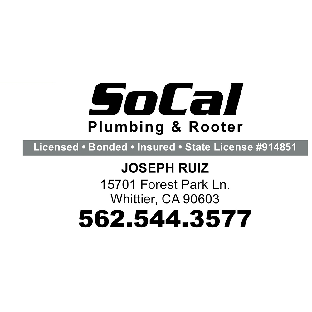 Socal Plumbing & Rooter inc | 15701 Forest Park Ln, Whittier, CA 90603, USA | Phone: (714) 482-3982