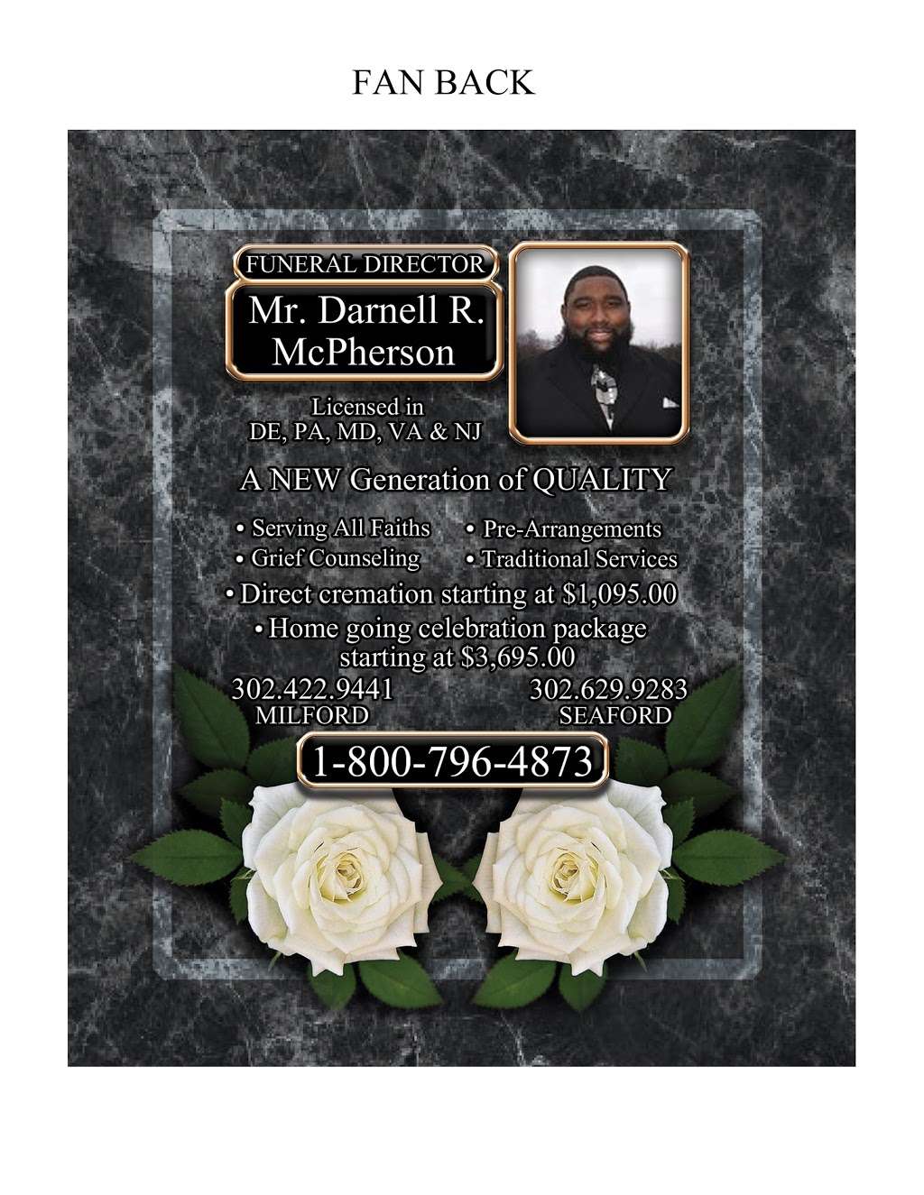 McPherson Funeral Home & Cremation Services Inc. | 51 Sarah Circle Bldg 1, Camden, DE 19934 | Phone: (800) 796-4873
