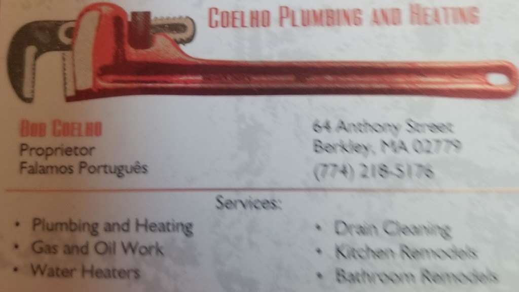 Coelho Plumbing and Heating | 64 Anthony St, Berkley, MA 02779, USA | Phone: (774) 218-5176