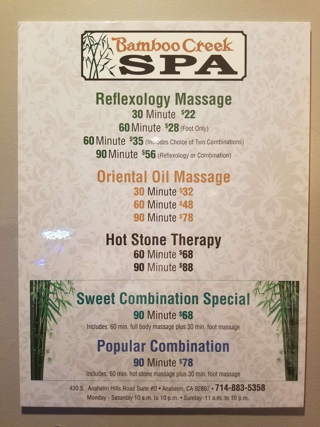 Bamboo Creek Spa | 430 S Anaheim Hills Rd d, Anaheim, CA 92807, USA | Phone: (714) 883-5358