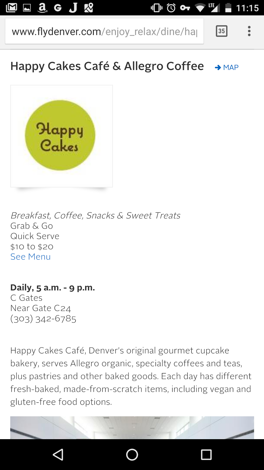 Happy Cakes Café & Allegro Coffee | 8500 Peña Blvd, Denver, CO 80249, USA | Phone: (303) 342-6785