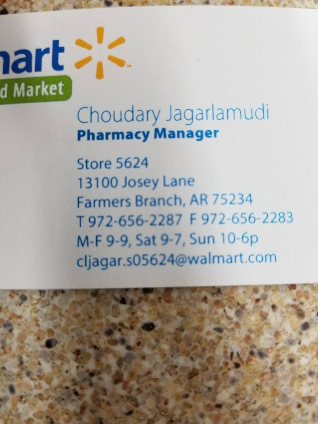 Walmart Pharmacy | 13100 Josey Ln, Farmers Branch, TX 75234, USA | Phone: (972) 656-2287