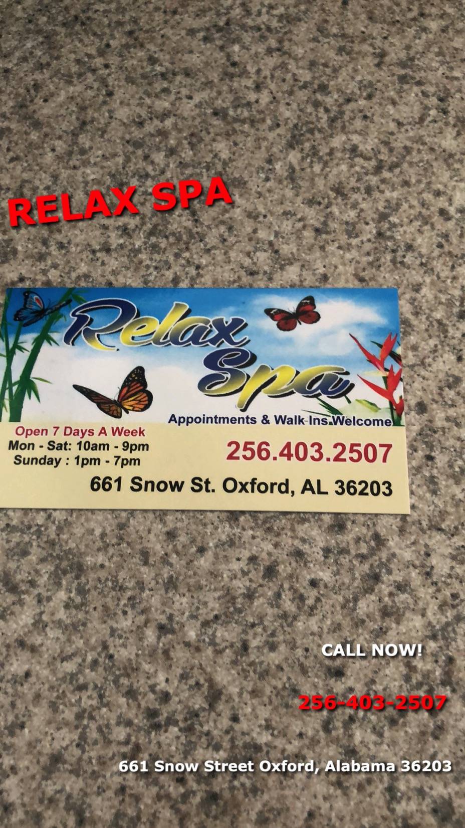 Relax Spa | 661 Snow St, Oxford, AL 36203, United States | Phone: (256) 403-2507