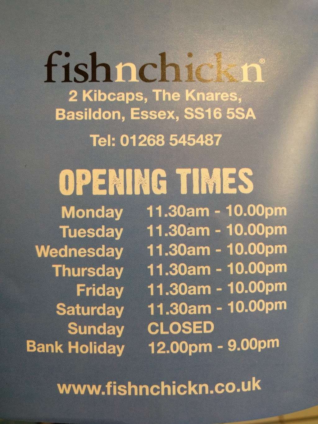 FishnChickn | The Knares, 2 Kibcaps, Basildon SS16 5SA, UK | Phone: 01268 545487