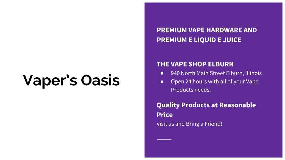 The Vape Shop Elburn | 940 N Main St, Elburn, IL 60119, USA | Phone: (630) 365-6671