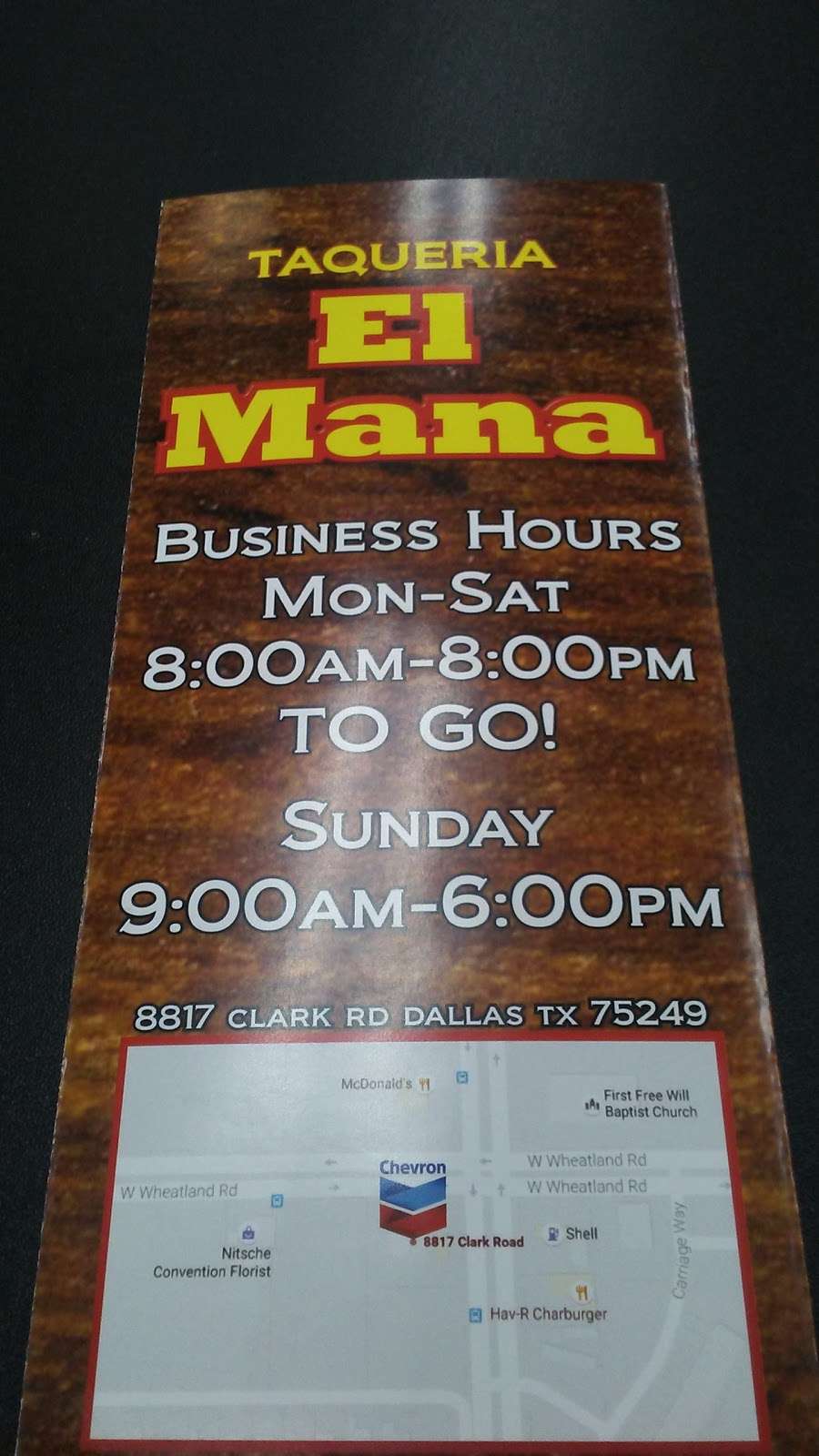 Taqueria El Mana | 8817 Clark Rd, Dallas, TX 75249, USA | Phone: (972) 780-1255