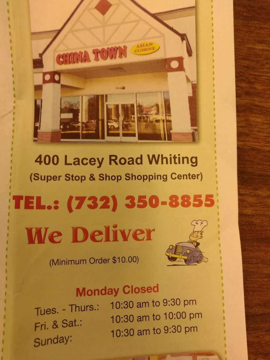 China Town | 400 Lacey Rd #10, Whiting, NJ 08759, USA | Phone: (732) 350-8855