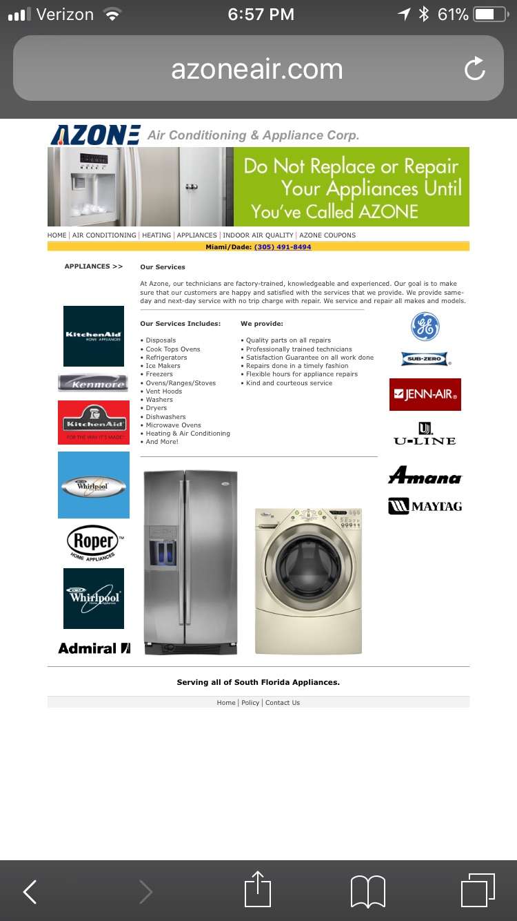 A-Zone Air Conditioning & Appliance | 2993 SW 3rd St, Miami, FL 33135, USA | Phone: (305) 491-8494